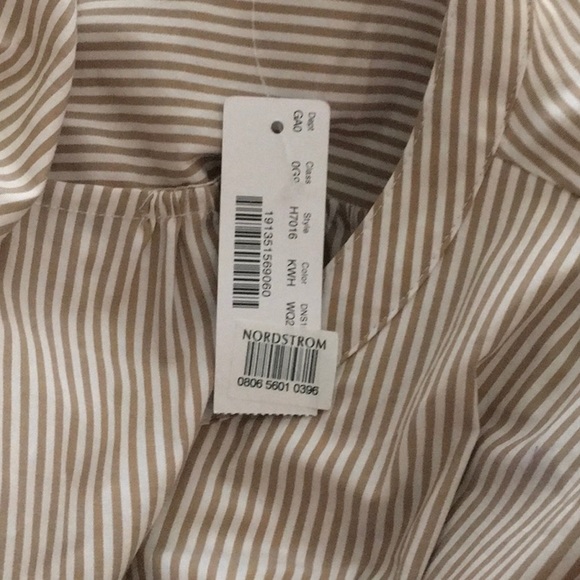 J. Crew white and tan pinstripe wrap blouse - Picture 3 of 3